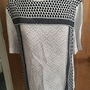Multi Patterned Short Sleeve Blouse